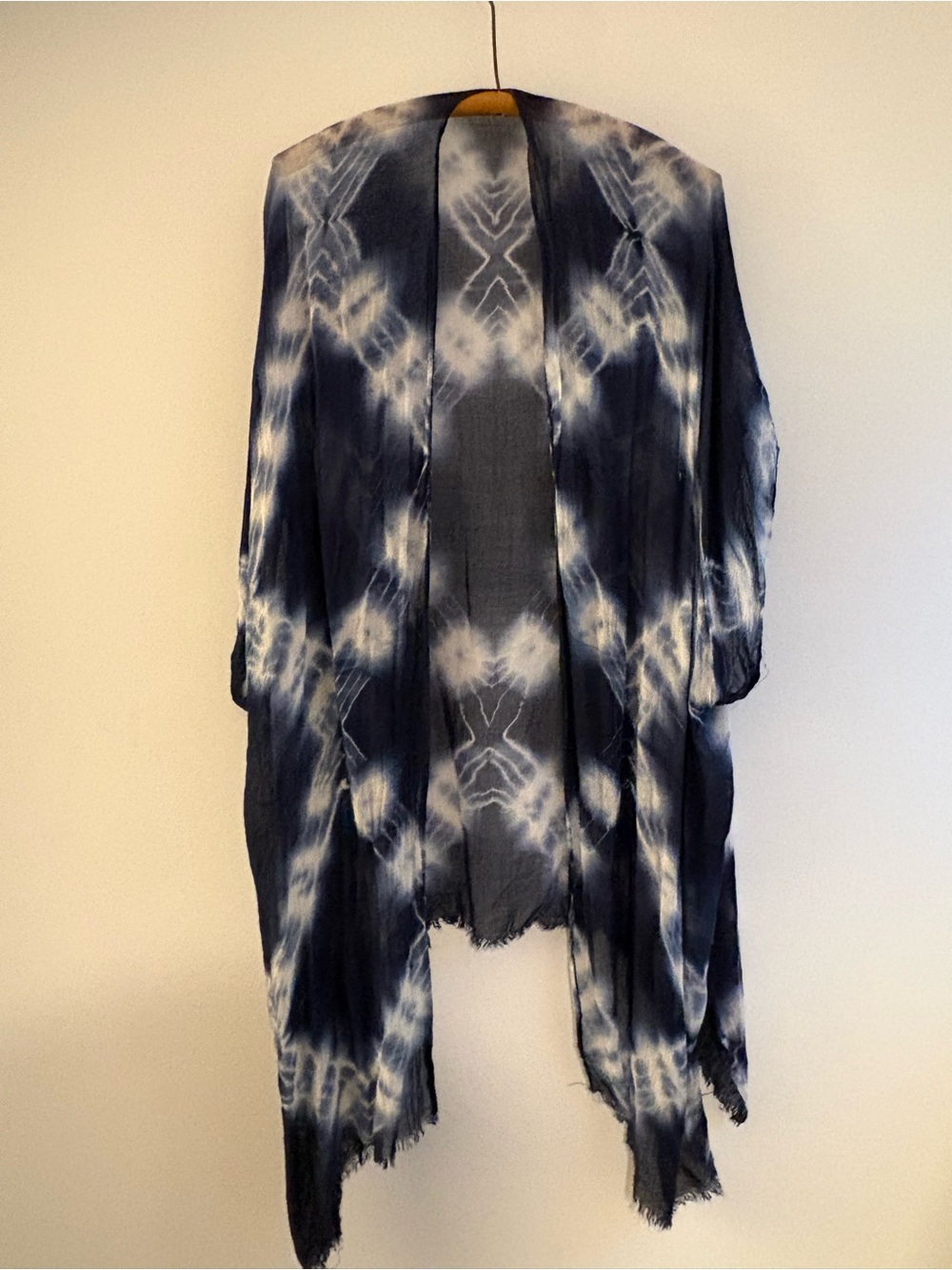 Tie-dyed sheer muslin cover-up/wrap/cardigan